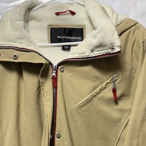 Weatherproof Men's Tan Jacket with Cream Fleece Lining